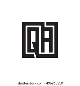 QA initial letters looping linked square monogram logo