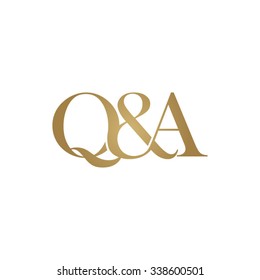 Q&A Initial logo. Ampersand monogram golden logo