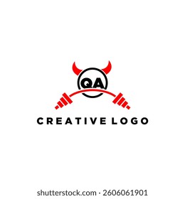 QA initial monogram for fitnes or gym logo with devil style design