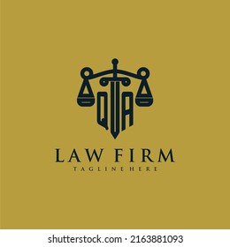 QA initial monogram for lawfirm logo with sword and scale