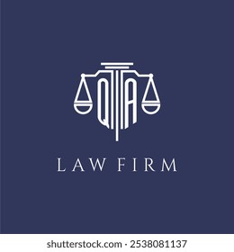 QA initial monogram for lawfirm logo with scales vector image
