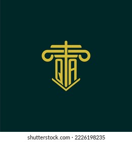 QA initial monogram logo design for law firm with pillar vector image