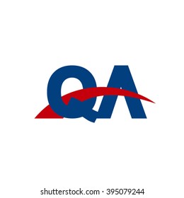 QA initial overlapping swoosh letter logo blue red