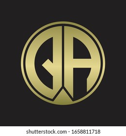 QA Logo monogram circle with piece ribbon style on gold colors