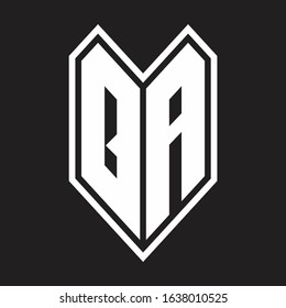QA Logo monogram with emblem line style isolated on black background