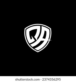 Estilo del emblema monograma del logotipo de QA con ideas de plantillas de diseño de formas de escudo