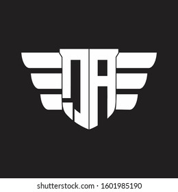 QA Logo monogram with emblem and wings element design template