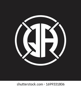QA Logo monogram with four part circle slash rounded design template