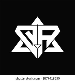 QA Logo monogram isolated with triangle shape design template on black background