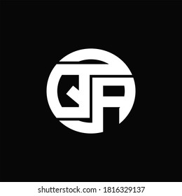 QA Logo monogram with rounded line swipe design template on black background