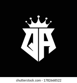qa logo monogram shield shape with crown design template