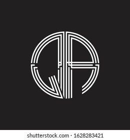 QA Logo monogram triple ribbon style line design template isolated on black background