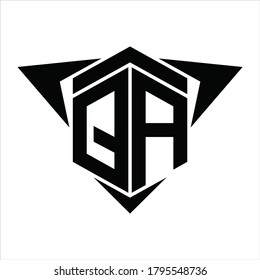 QA Logo monogram with wings arrow around design template on white background