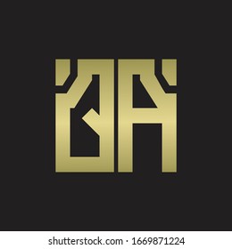 QA Logo with squere shape design template with gold colors
