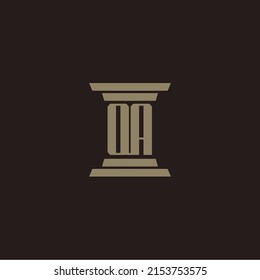 QA monogram initial logo for lawfirm with pillar design
