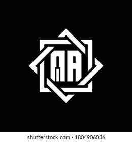 QA monogram logo with abstract square around design template