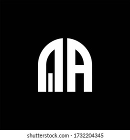 QA monogram logo with curve shape design template isolated on black background