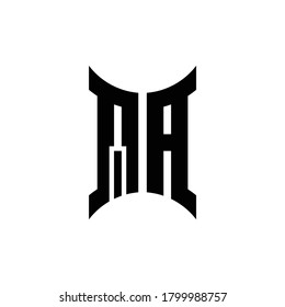QA monogram logo with curved side design template