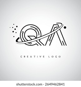 QA Orbit Monogram Logo - Futuristic Minimal Letter mark with Circular Line Art, Tech-Inspired Dots and Space Motion Concept for Modern Branding Identity (Logotipo de Monograma de Órbita QA - Marca de Letra Mínima Futurista com Linha de Arte Circular, Pontos Inspirados na Tecnologia e Conceito de Movimento Espacial para Identidade de Marca Moderna)