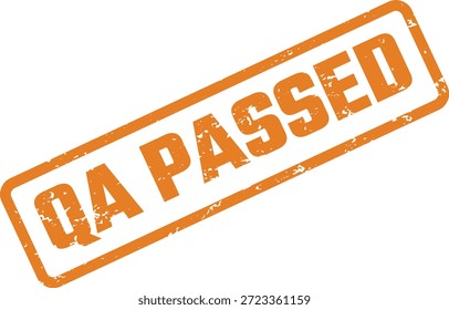 QA passou no vetor de carimbo de borracha - etiqueta de aprovação de qualidade laranja Grunge