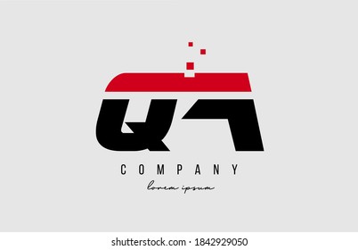qa q a alphabet letter logo combination in red and black color. Creative icon design for business and company 