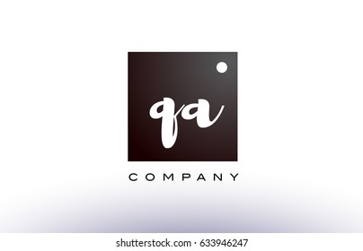 QA Q A black white handwritten handwriting alphabet company letter logo square design template dot dots creative abstract