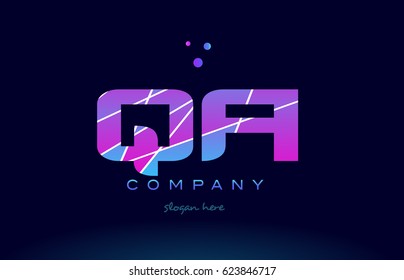 qa q a  creative color blue background pink purple magenta alphabet letter company logo vector icon
