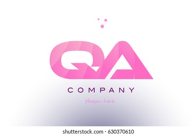 qa q a letter alphabet text pink purple dots creative company logo vector icon design template