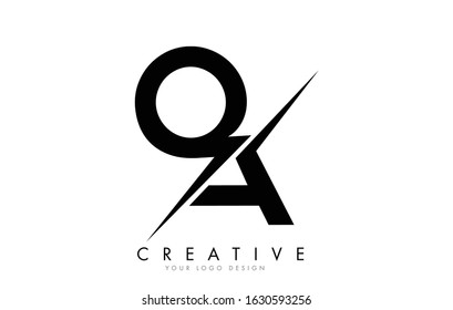 QA Q A Letter Logo Design with a Creative Cut. Creative logo design..