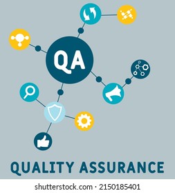 QA - Quality Assurance acronym. business concept background. vector illustration concept with keywords and icons. lettering illustration with icons for web banner, flyer, landing pag