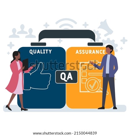 QA - Quality Assurance acronym. business concept background. vector illustration concept with keywords and icons. lettering illustration with icons for web banner, flyer, landing pag