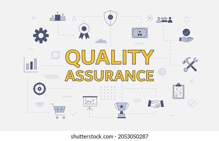 qa quality assurance concept with icon set with big word or text on center