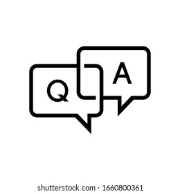 QA Question and Answer Bubble Speech or Chat, Help Icon in Stylize Linked Thin Line Vector