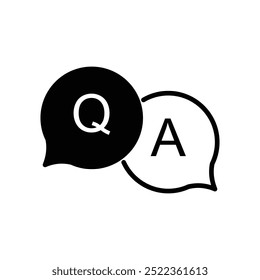 qa question answer icon black white vector design illustration isolated white background