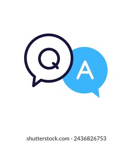 QA Question and answer icon with speech bubbles, vector illustration for frequently asked questions concepts in websites, dialogue, and information exchange concept