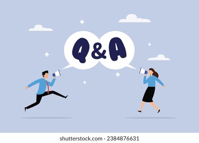 QA, question and answer session, FAQ or frequently asked questions 2D flat vector concept for banner, website, illustration, landing page, flyer, etc