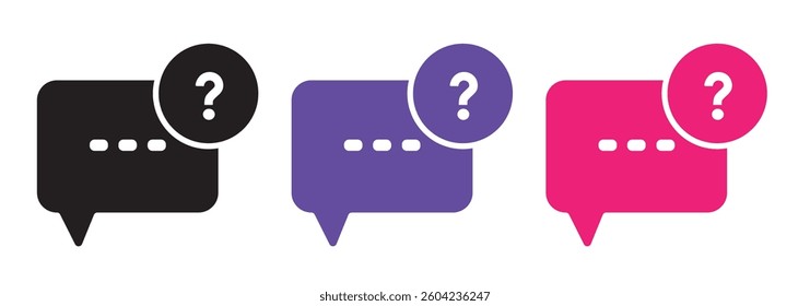 QA question and answer speech bubbles icon. Vector graphic elements for advice, faq, customer chat service, problem solving and solution helping. EPS10