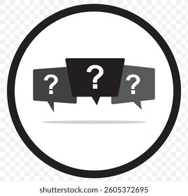 QA question and answer speech bubbles icon. Vector graphic elements for advice, QA, customer chat service, problem solving and solution helping on Transparent Background. EPS 10.