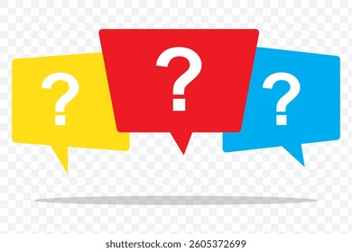 QA question and answer speech bubbles icon. Vector graphic elements for advice, QA, customer chat service, problem solving and solution helping on Transparent Background. EPS 10.