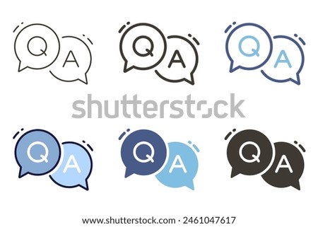 QA question and answer speech bubbles icon. Vector graphic elements for advice, faq, customer chat service, problem solving and solution helping