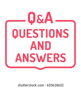 Q&A or questions and answers. Flat vector badge illustration on white background.