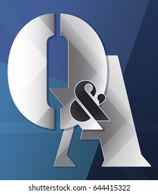 Q&A - Questions and answers - symbol or icons isolated on blue background illustration