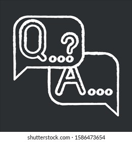 Q&A survey chalk icon. Social research. Questions and answers poll. Consumer, customer satisfaction. Feedback. Evaluation. Data collection. Sociology. Isolated vector chalkboard illustration