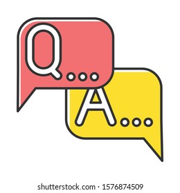 Q&A Survey Color Icon. Social Research. Questions And Answers Poll. Consumer, Customer Satisfaction. Feedback. Evaluation. Data Collection. Sociology. Isolated Vector Illustration