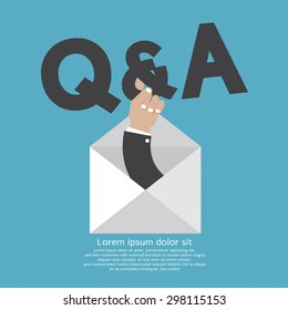 Q&A Typography In Hand Vector Illustration