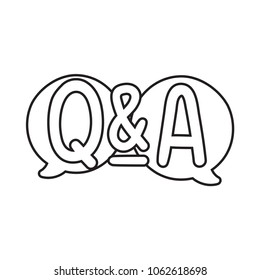 Q&A. Vector hand drawn speech bubbles, badge, sticker illustration on white background.