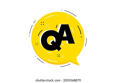 QA yellow speech bubble. Faq questionnaire chat symbol. Question and answer message. Quality support promotion banner. Isolated QA chat bubble. Enquire help information service. Vector