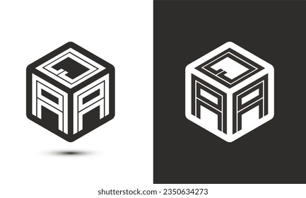 QAA letter logo design with illustrator cube logo, vector logo modern alphabet font overlap style. Premium Business logo icon. White color on black background
