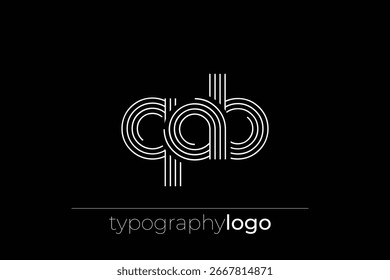 Logotipo de tipografía geométrica moderna QAB. Composición moderna y elegante con una ilustración de logotipo de tipografía monocromática diseñada con líneas intrincadas.