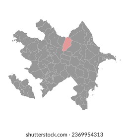 Mapa del distrito de Qabala, división administrativa de Azerbaiyán.